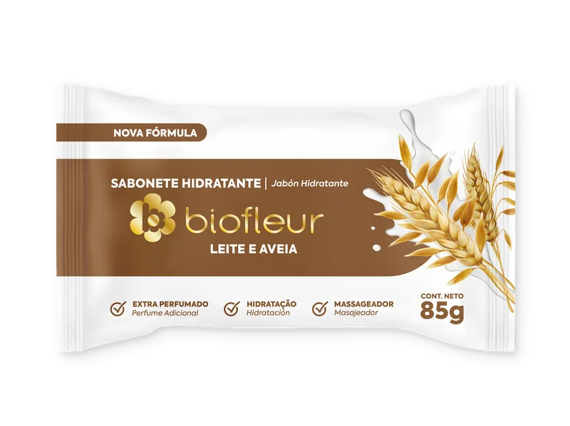 JABÓN TOCADOR BIOFLEUR LECHE Y AVENA 85g