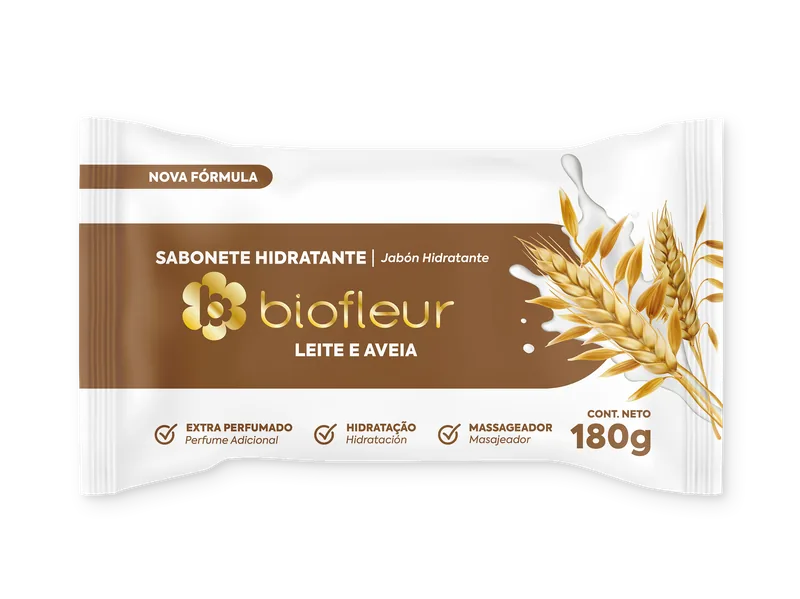 JABÓN TOCADOR BIOFLEUR LECHE Y AVENA 180g