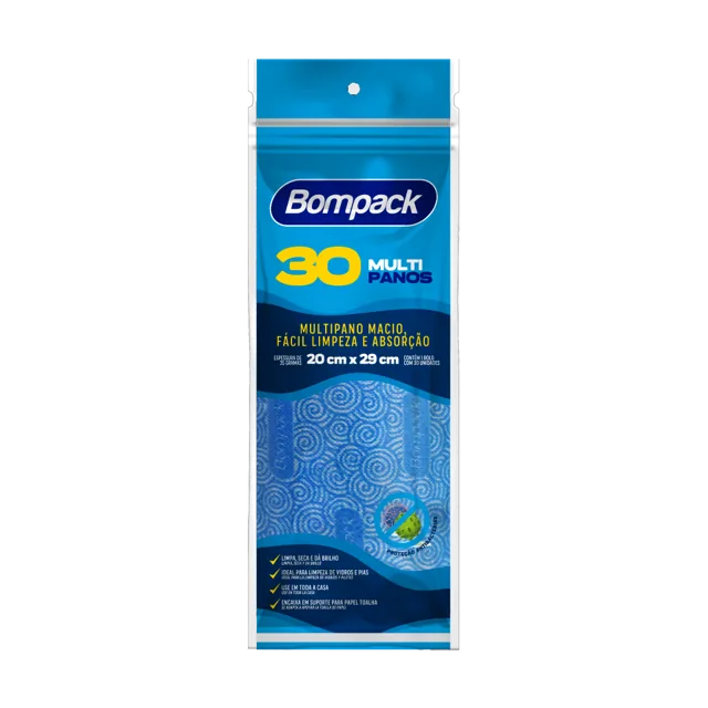 BOB. BOMPACK SLIM LIMP. LEVE 20X29 35G AZUL C/30 PAÑOS