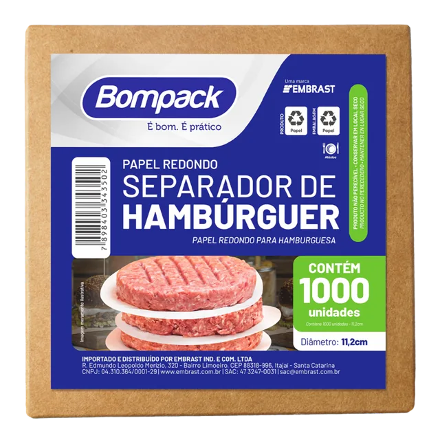 PAPEL SEPARADOR REDONDO PARA HAMBURGUESAS 11,2 CM (1000 UN)
