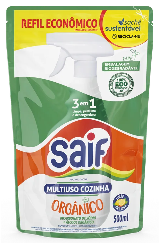 MULTIUSO COCINA ORGÁNICO BICARBONATO Y ALCOHOL SAIF REPUESTO 500ML